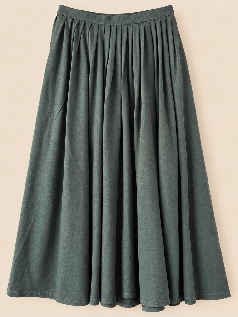 70s VTG PleatedCottageCore Knit Green Midi Skirt M